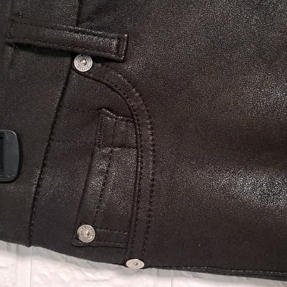 NEW * 7 For All Mankind  HIGH WAIST ANKLE SKINNY IN COATED BLACK 27 - Picture 8 of 12